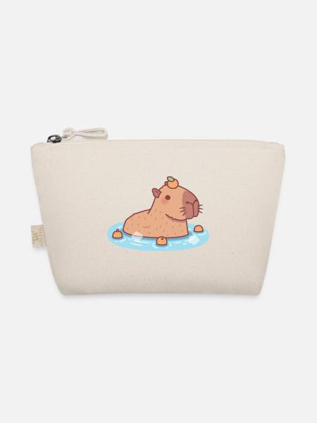 Cute Capybara Chilling In Hot Spring - Organic Pouch - nature - Front