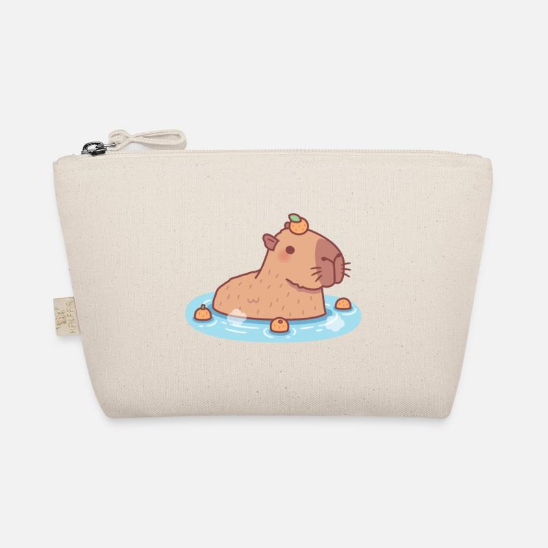 Cute Capybara Chilling In Hot Spring Organic Pouch