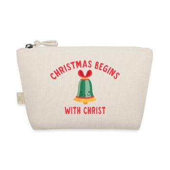 Christmas Begins With Christ avec une jolie cloche - Trousse biologique - nature - Devant