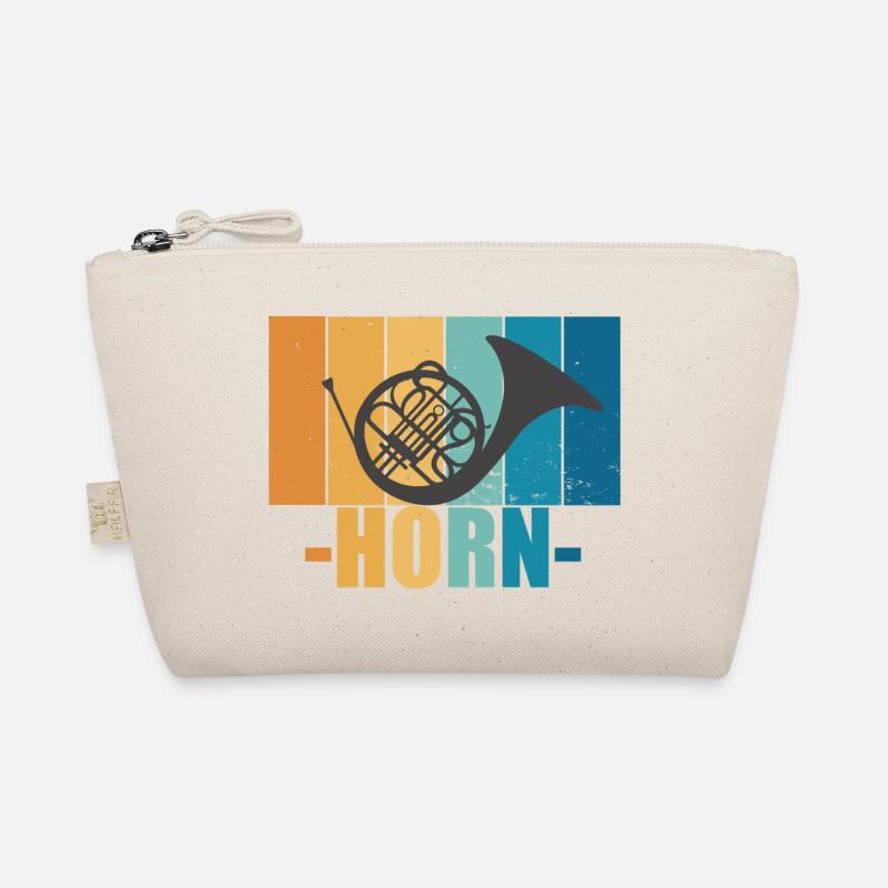 Horn Vintage Musiker Instrument Geschenk - Bio-Täschchen - Natur
