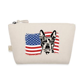 BOSTON TERRIER Amerika Fahne Hunde Hund Wilsigns - Bio-Täschchen - Natur - Vorne