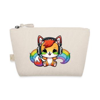 Kawaii mignon heureux renard coloré avec écouteurs - Trousse biologique - nature - Devant