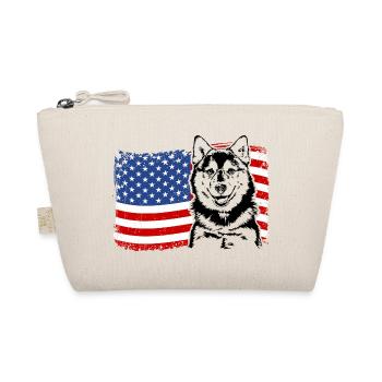 Pomsky America Flag Dog Dogs Wilsigns - Organic Pouch - nature - Front