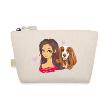 Niedliches Porträt eines Mädchens mit einem Cockerspaniel-Hund - Bio-Täschchen - Natur - Vorne