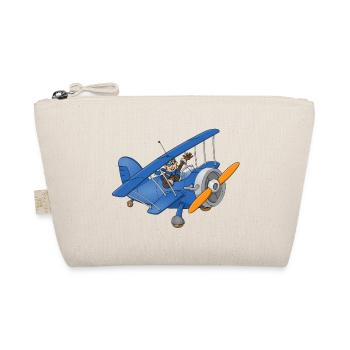 A cheerful pilot in a blue plane. - Organic Pouch - nature - Front