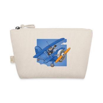 Fröhlicher Pilot in einem blauen Flugzeug. - Bio-Täschchen - Natur - Vorne