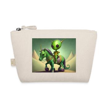 cute little green vintage alien riding a horse - Organic Pouch - nature - Front