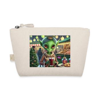 cute little green retro vintage alien everyday - Organic Pouch - nature - Front