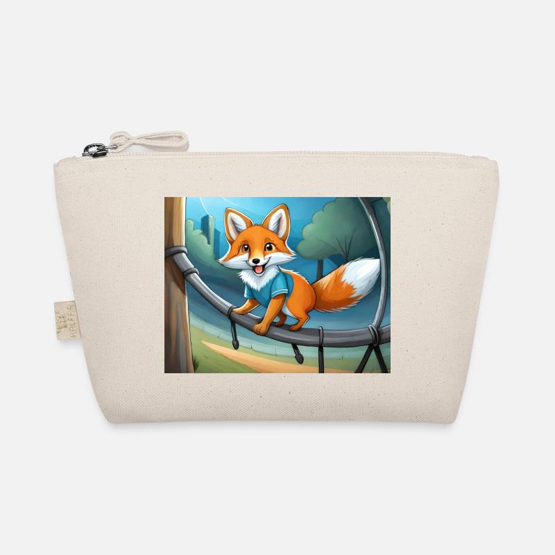 cute little fiend fox playing on a playground Organic Pouch