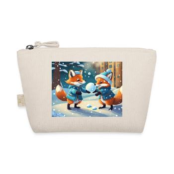 cute little fiend fox everyday life – playing snow - Organic Pouch - nature - Front