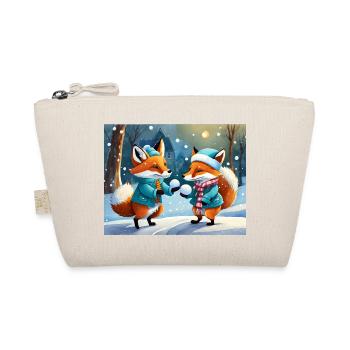 mignon petit renard démon vie quotidienne - jouer à la neige - Trousse biologique - nature - Devant