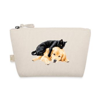 Schwarze Katze und golden retriever - Bio-Täschchen - Natur - Vorne