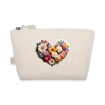 Fashion & more "Herz mit Blumen" 💐❤ - Bio-Täschchen - Natur - Vorne