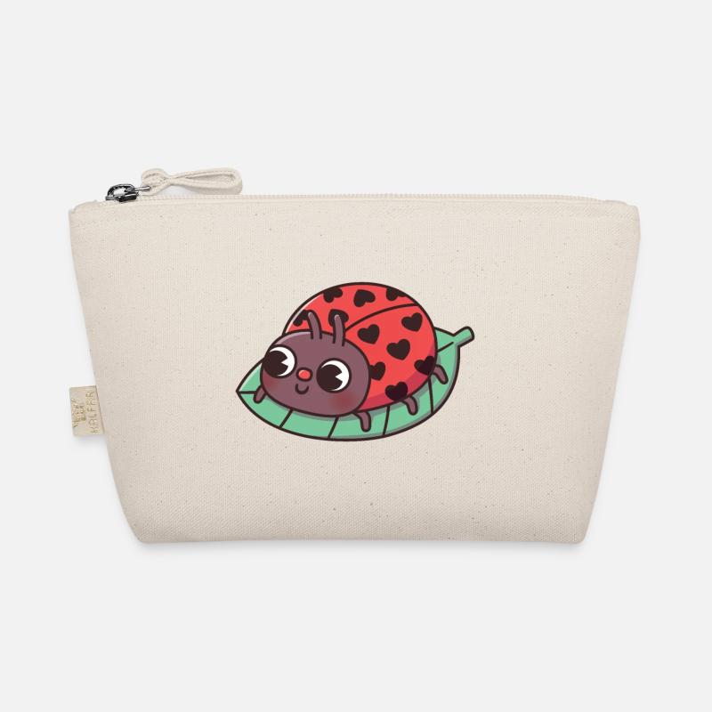 Cute Ladybug With Black Heart Spots Organic Pouch