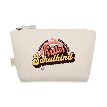 Endlich Schulkind - Fröhlicher Retro Regenbogen - Bio-Täschchen - Natur - Vorne