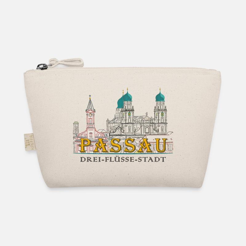 Passau Danube View, Bavaria, Germany, Drawing Organic Pouch