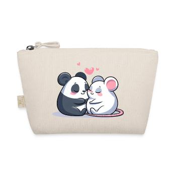 Cuddling Panda And Mouse In Love - Bio-Täschchen - Natur - Vorne