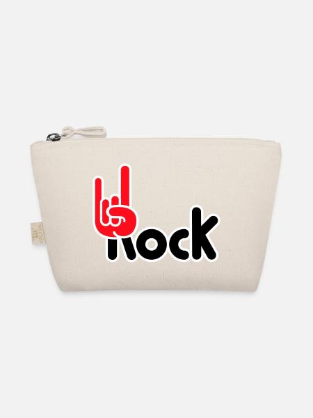 Heavy Metal Hard Rock Music Horns Hand Gesture Logo - Organic Pouch - nature - Front