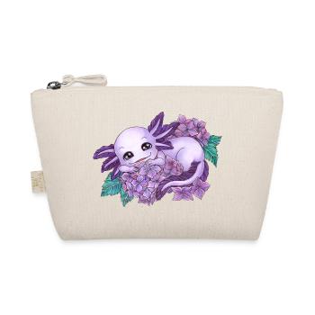 Axolotl in Lila mit Blume Blüte Hortensie - Bio-Täschchen - Natur - Vorne