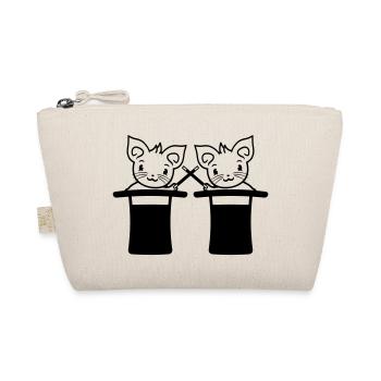 2 Magical Enchanted Top Hat Wizard Cats - Organic Pouch - nature - Front