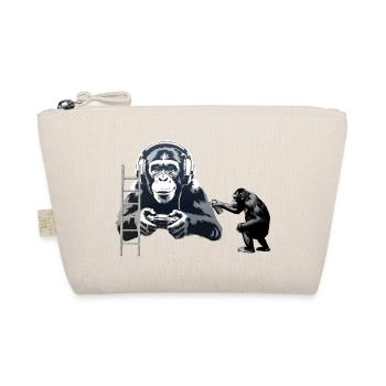 GRAFFITI BANKSY STYLE - CHIMP PLAYING COMPUTER GAM - Organic Pouch - nature - Front