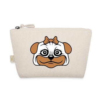 Dog Pug Girl Pretty Bow Woman Female - Organic Pouch - nature - Front
