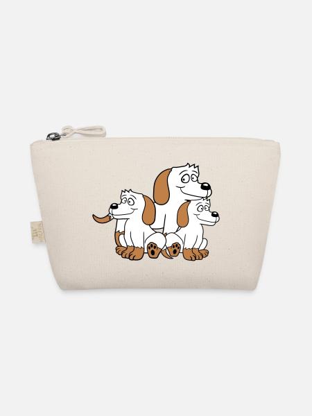 Three Dogs Family Child Mother Father Dad Mom Sweet - Organic Pouch - nature - Front