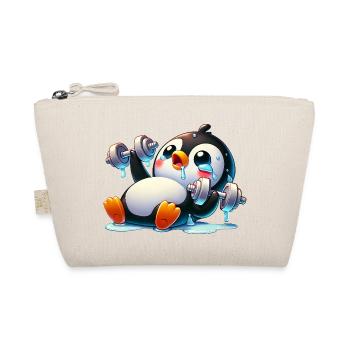 pingouin drôle avec haltère fitness dessin animé - Trousse biologique - nature - Devant