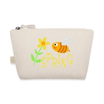 Fröhliche Bienchen mit Blumenmotiv - Bio-Täschchen - Natur - Vorne