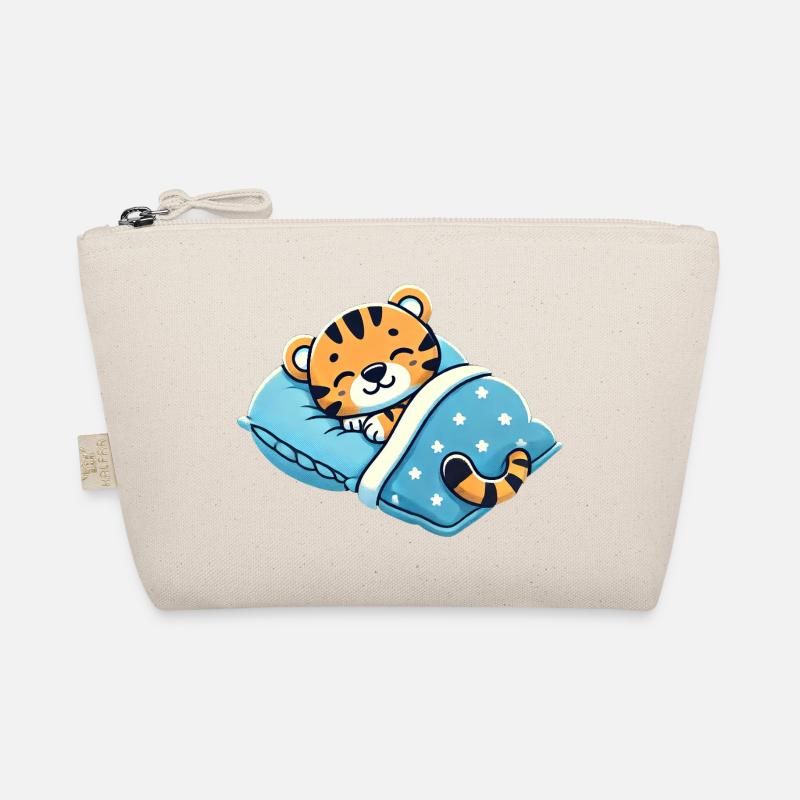Tiger Sleeping In Bed At Night Time - Bio-Täschchen - Natur