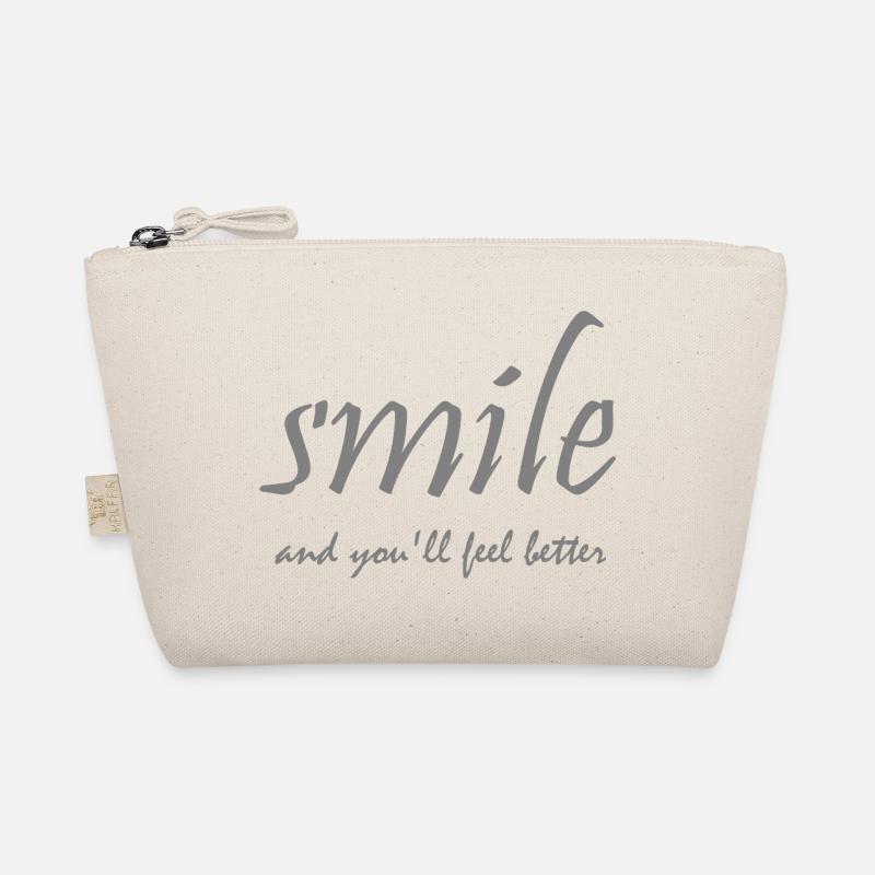 smile and youll feel better, Schriftzug grau Bio-Täschchen