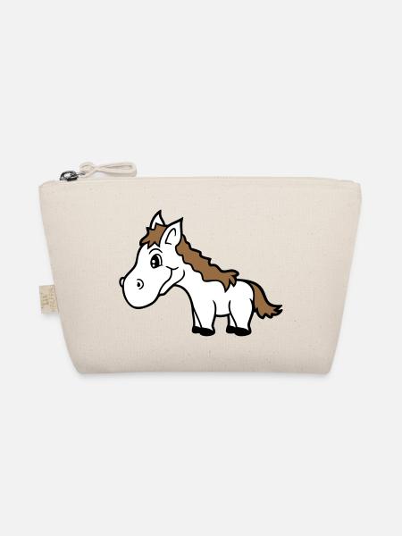 Pferd Süß Pony Fohlen Pferdemädchen Niedlich Comic - Bio-Täschchen - Natur - Vorne