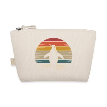 Retro Penguin Silhouette with Sunset Background - Organic Pouch - nature - Front