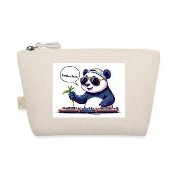 DJ Panda mit Brille und Bambusstab - Bio-Täschchen - Natur - Vorne