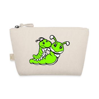 2 friends riding caterpillar father mother child dad mom - Organic Pouch - nature - Front