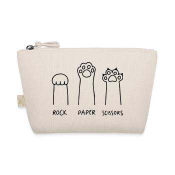 Katze Schere Stein Papier lustig - Bio-Täschchen - Natur - Vorne