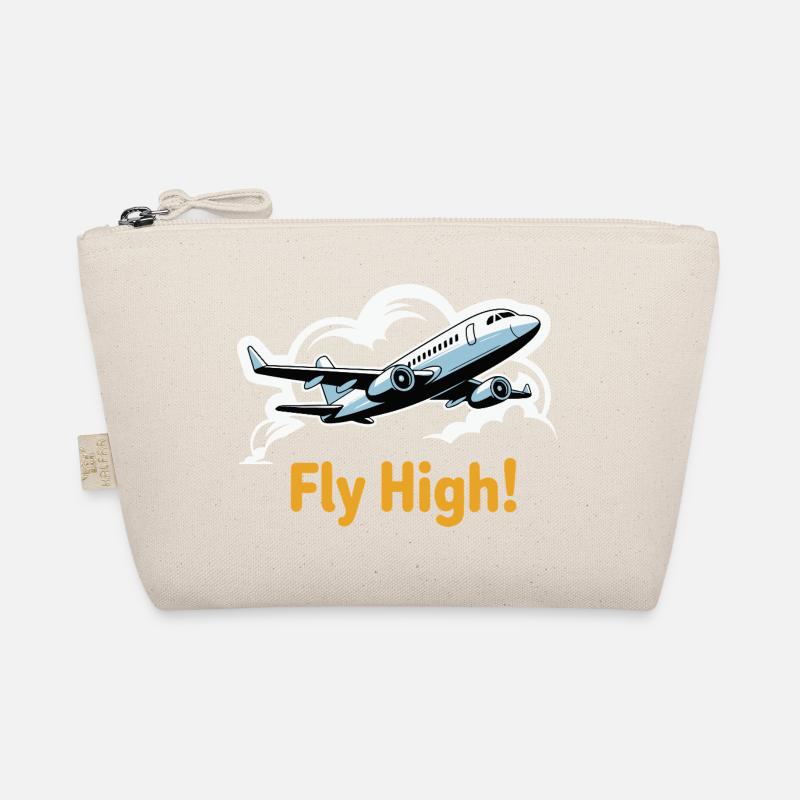 Jet in Sky Illustration Fly High Organic Pouch