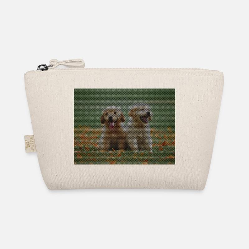 Zwei Labrador Retriever Welpen mit Dreickmuster - Bio-Täschchen - Natur