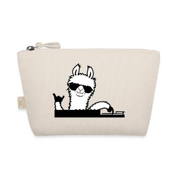Llama DJ Cool Party Music DJ Sunglasses Cute - Organic Pouch - nature - Front