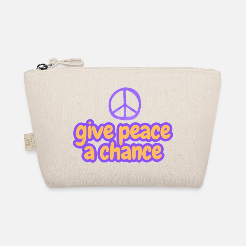 Peace Now Bubble Font "Give Peace A Chance" - Organic Pouch - nature