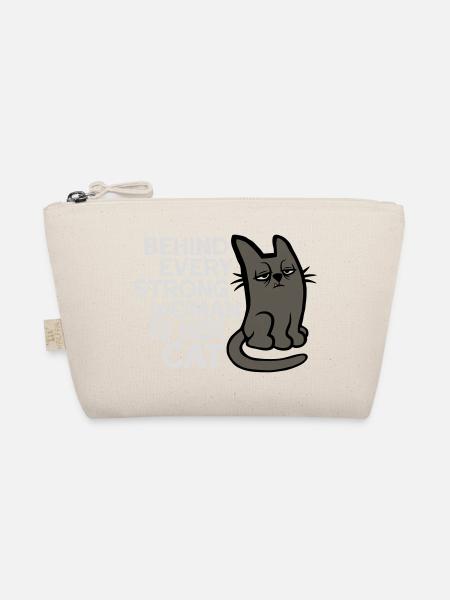 Cat Behind Every Strong Woman Annoyed Grumpy - Organic Pouch - nature - Front