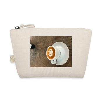 Herz Latte Kunst auf Holz - Bio-Täschchen - Natur - Vorne