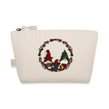 Gnome with cat in Christmas wreath - Organic Pouch - nature - Front