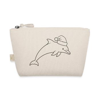 Christmas dolphin with Santa hat - Organic Pouch - nature - Front