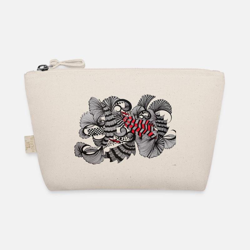 Black White Red Pattern Organic Pouch