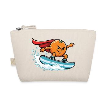 Superheld Orange Surfend Auf Welle - Bio-Täschchen - Natur - Vorne