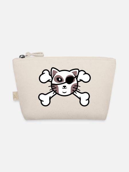 Pirate Kitten Skull Patch - Organic Pouch - nature - Front