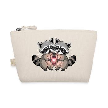 Raccoon Couple Heart - Organic Pouch - nature - Front