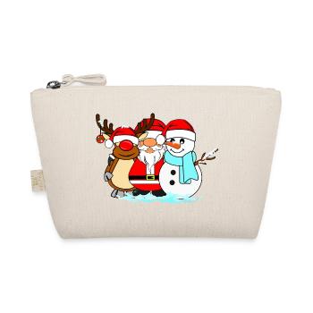 Winterfreude Trio Santa, Rentier & Schneemann - Bio-Täschchen - Natur - Vorne