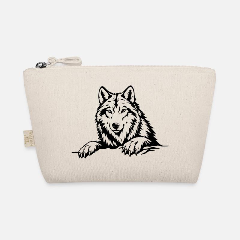 Wolf mit Pfoten schwarz Bio-Täschchen